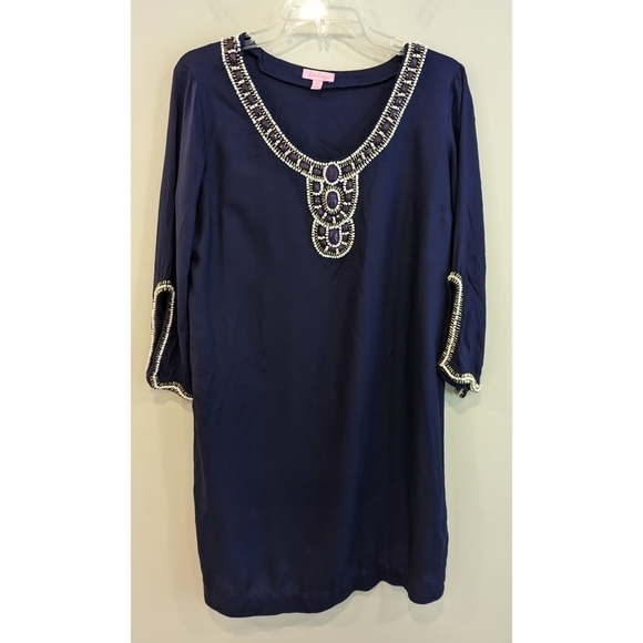 Lilly Pulitzer Sarah Embellished Tunic Viscose Beaded Dress Small - Picture 1 of 9